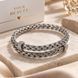 Жіночий плетений браслет в стилі Silver Twist &mdash; сріблястий подвійний браслет зі стразами 0118 фото 2